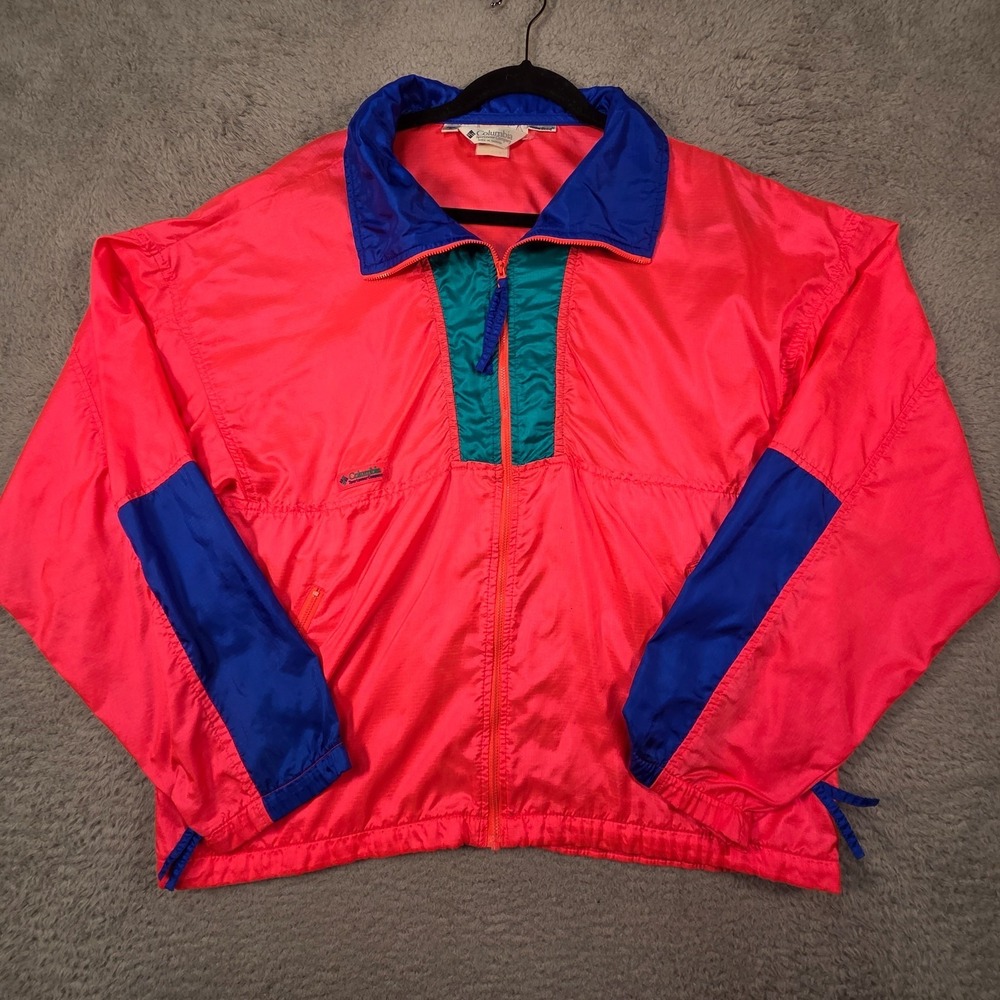 Vintage Columbia Windbreaker Jacket Mens L Retro Neon Gorpcore Colorblock 90s